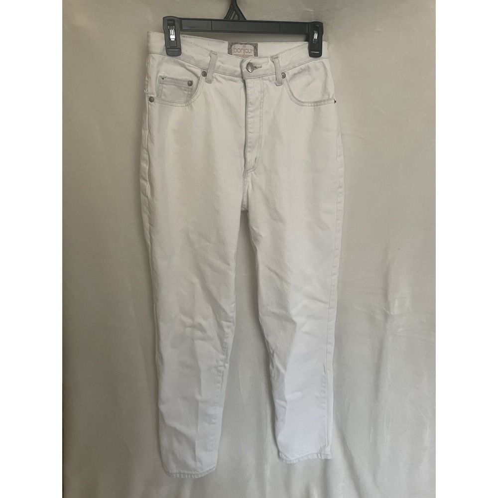 Vintage 80s Bonjour Jeans‎ Womens white High Waisted mom jeamom jeans